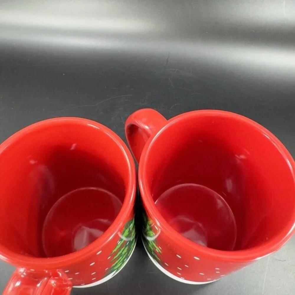 2015 Crate & Barrel Happy Snowman Mug Cup Red White by Joan Anderson Ceramic Set